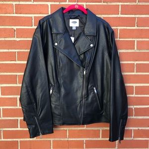 Faux Black Leather Jacket XXL NWT